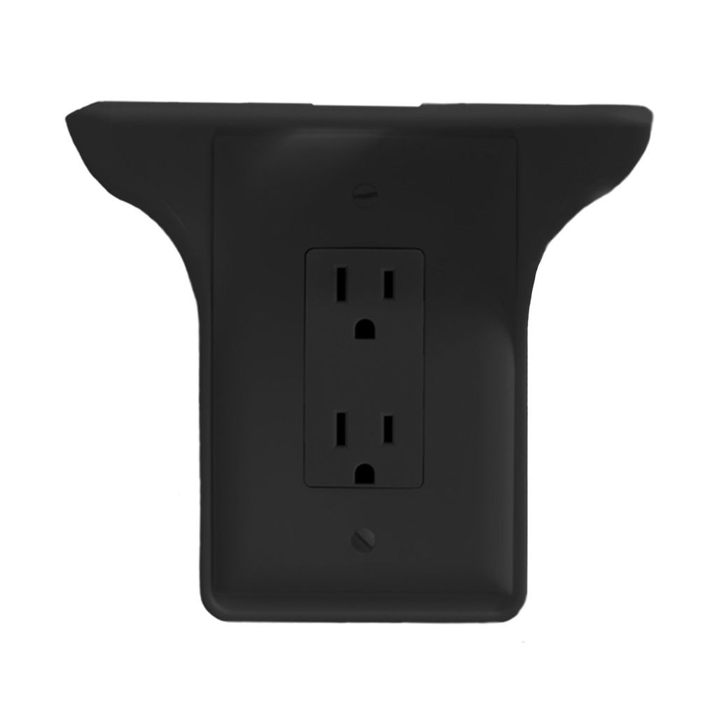 Wall Outlet Shelf Power Perch, White/Black/Almond