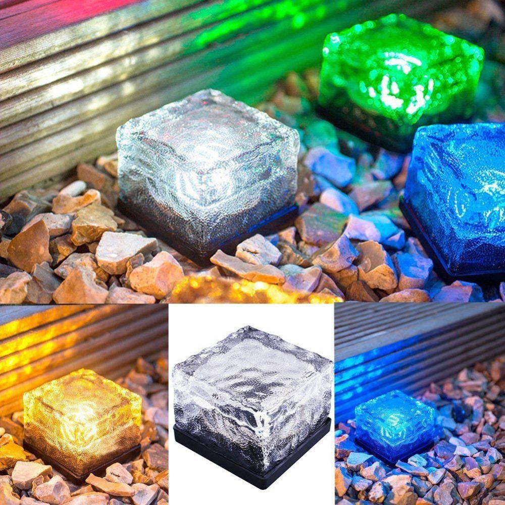 SOLAR-POWERED GLASS BRICK PATH LIGHT